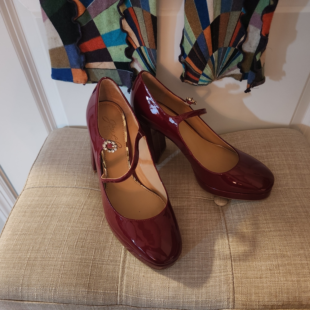 Badgley Mischka Deep Red Mary Jane Heels - Picture 6 of 7